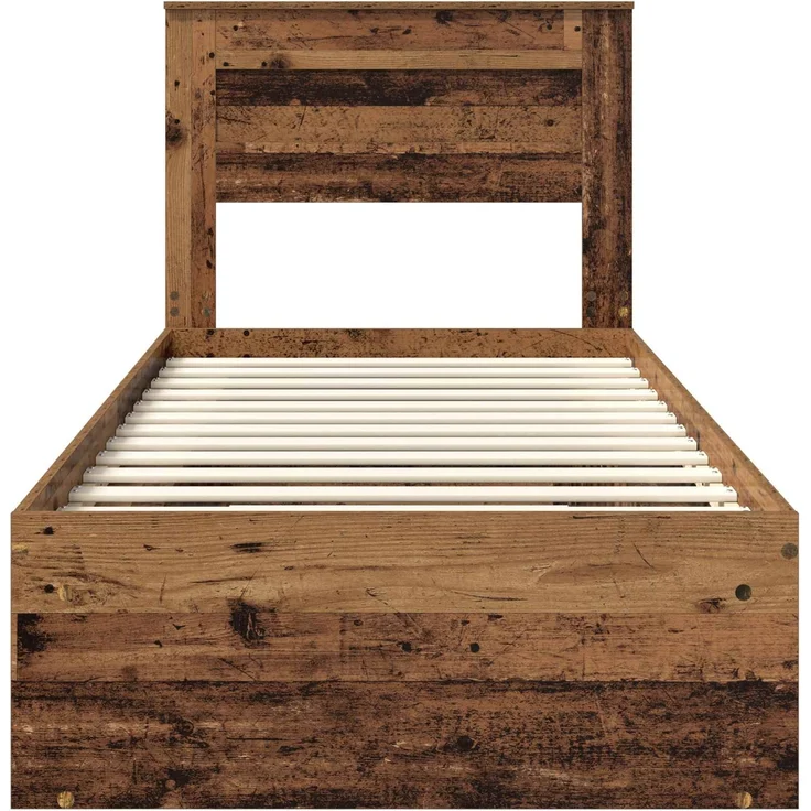 vidaXL Bettrahmen Altholz 75 x 190 cm Massives Kiefernholz 3409821 – Bild 6