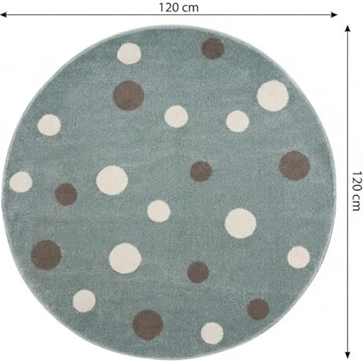 Jimri Kinderteppich DOTS l Pünktchen Gepunktet | Kinderzimmer/Jugendzimmer (Mint, Ø 120 cm Rund) – Bild 3