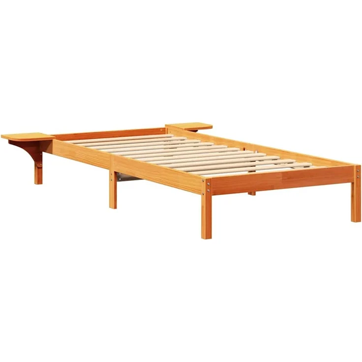 vidaXL Bettrahmen Wachsbraun 90 x 200 cm Massives Kiefernholz 873207 – Bild 4