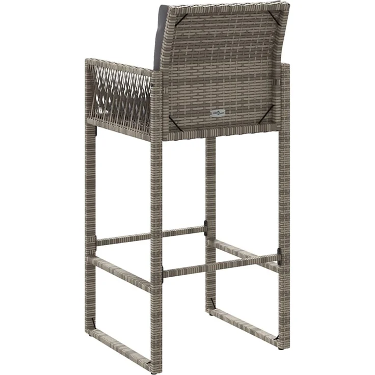 Garten-Barhocker 2er Set, Barstuhl mit Kissen Grau Poly Rattan – Bild 7