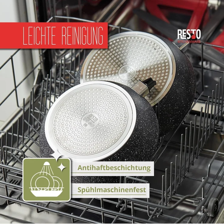 RESTO Kitchenware Bratpfanne Leo, Wokpfanne mit vierschichtiger Marmor-Antihaftbeschichtung, Aluminium (1-tlg), mit einem abnehmbaren Griff - backofenfest, spülmaschinenfest – Bild 7