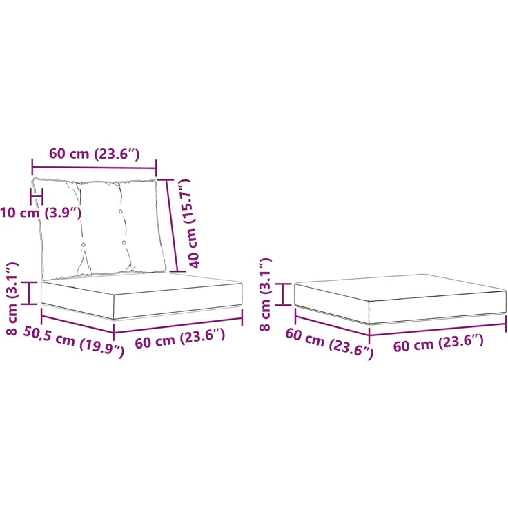 vidaXL Outdoor-Sofagarnitur mit Kissen 4 pcs Natürlich und Schwarz 3381868 – Bild 9