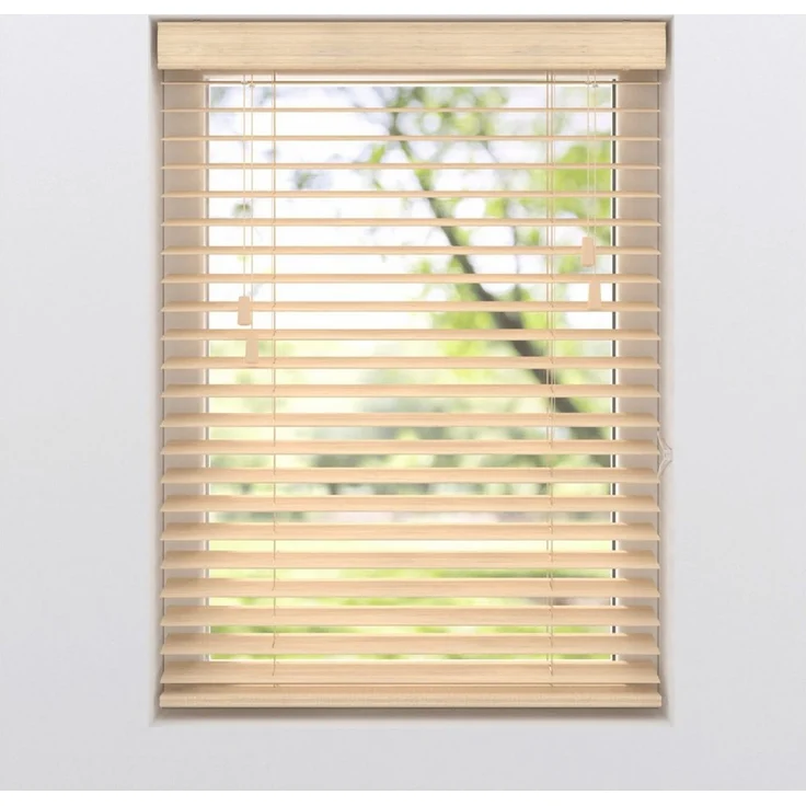 Plisseeonline Jalousie Holzjalousie, Wand/Decke und Fenstermontage, Wand,-Deckenmontage, Bis 150 cm breite und 130 cm höhe Fenstermontage Klemmfix inkl, Mit Holzmaserung – Bild 3