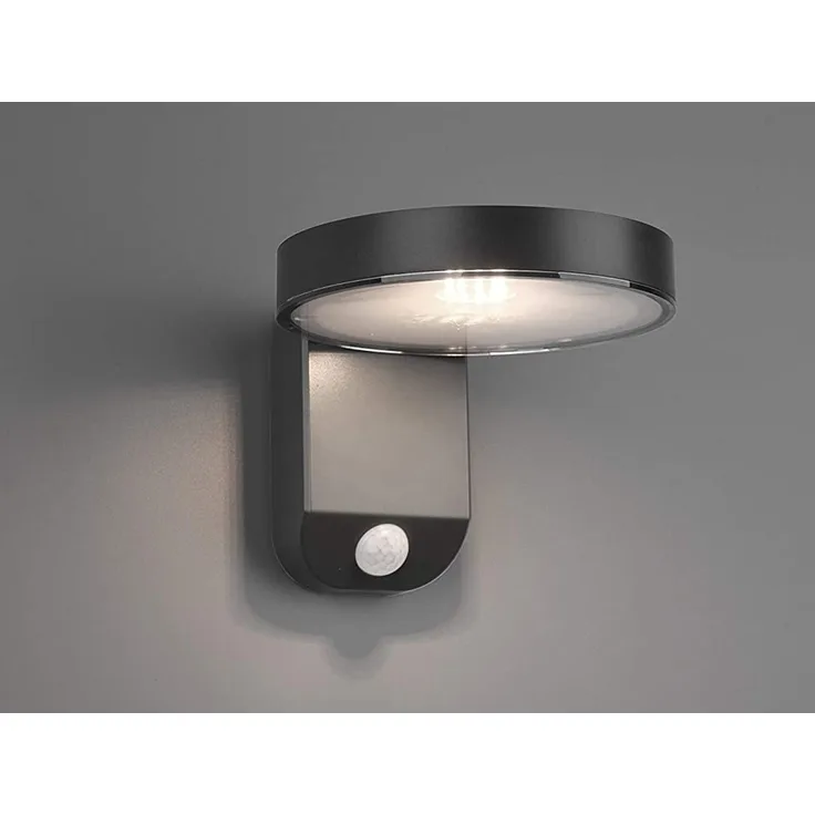 Reality Leuchten LED Solar Außenwandleuchte Posadas R22251142, Kunststoff anthrazit, inkl. 4.5 Watt LED, Bewegungsmelder Wandleuchte