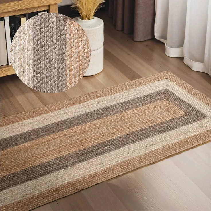 HANSE Home Teppich Juno Fusion Juteteppich, rechteckig, Höhe: 9 mm, Jute, Shape, Handgemacht, Wohnzimmerteppich, Naturteppich, Wohnzimmer – Bild 1