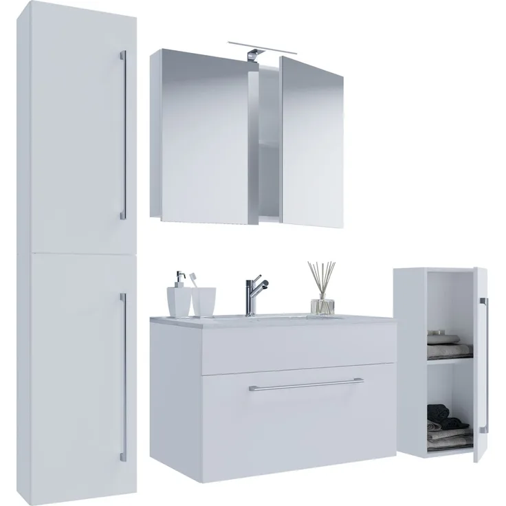 Nywo Bad Möbel Set Waschbecken Unterschrank Wandspiegel Badezimmer Waschtisch
