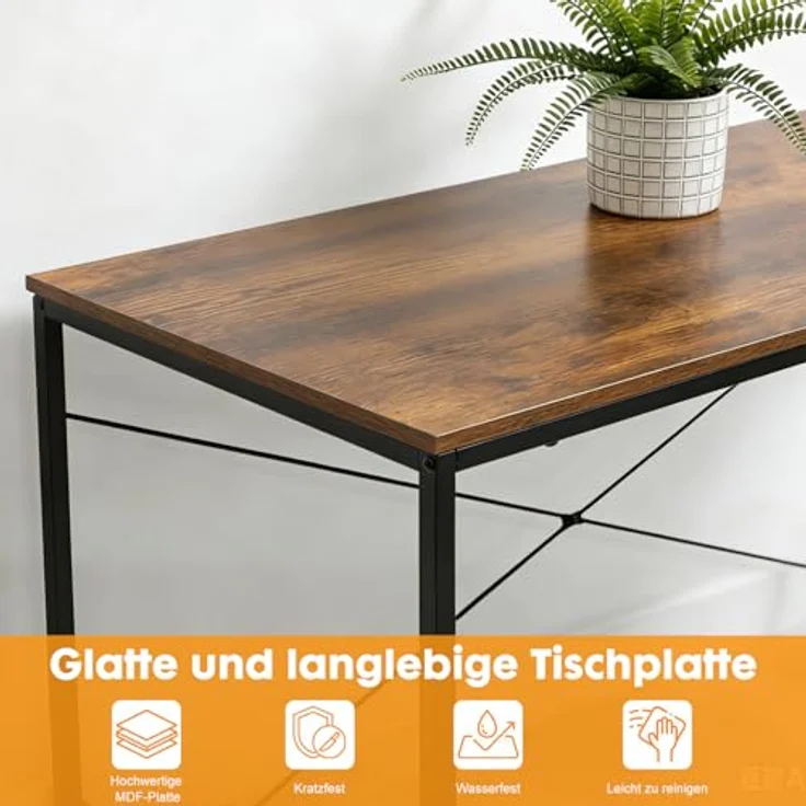 DUMOS Schreibtisch Computertisch Bürotisch mit Kopfhörer Halter und Aufbewahrungstasche Kleiner Schreibtisch Arbeitszimmer Holz PC Tisch Officetisch für Home Office – Bild 7