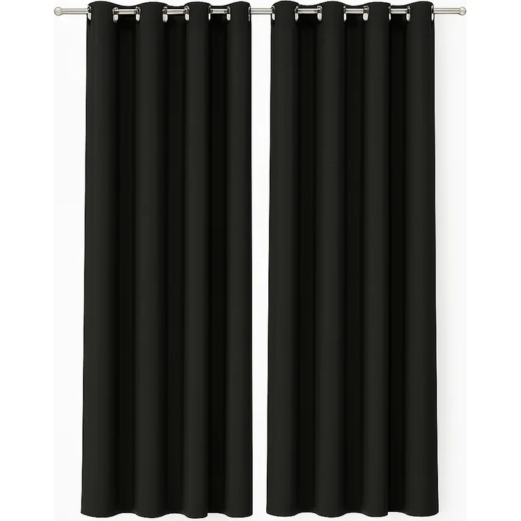 Gardine mit Ösen *** x *** cm ( Breite x Länge ) in ***, blickdichter Vorhang, Ösenvorhang in vielen Variationen 140x245 cm Schwarz – Bild 1