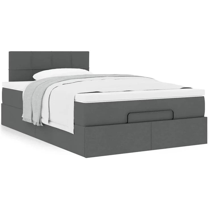 vidaXL Ottoman-Bett mit Matratze Dunkelgrau 120x200 cm Stoff 3311450 – Bild 12