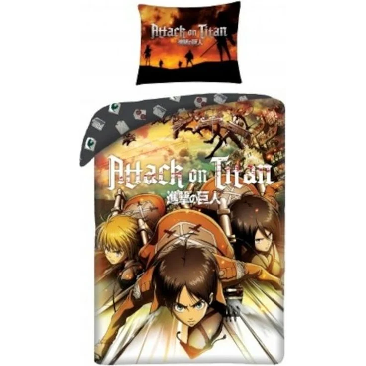 Attack on Titan Bettwäsche Set aus Baumwolle Bettdeckenbezug 140 × 200 cm mit 70 × 90 cm Kissenbezug – Bild 2