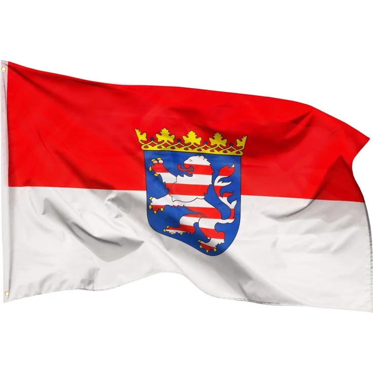 PHENO FLAGS Hessen Flagge 90x150 cm - wetterbeständige Fahne mit Messingösen, 100% Polyester, robuste Doppelnaht & in lebendigen Farben - ideal für Flaggen-Liebhaber