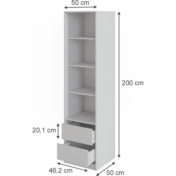 Kleiderschrank Elmo Weiß 50 x 200 cm Vicco – Bild 2