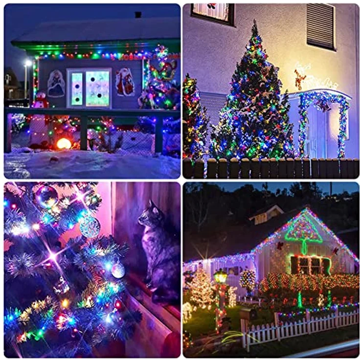 Lichterkette Außen Solar Wetterfest, 100 LED 18M 59Ft 8 Modi IP65 Solarlichterkette Bunt Kristall Kugeln Außen/Innen Lichter Beleuchtung für Balkon Terassen Garten Bäume Weihnachten Partys Fenster – Bild 9