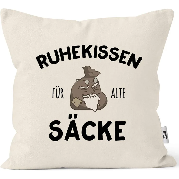 MoonWorks Dekokissen Kissen-Bezug Ruhekissen für alte Säcke Geschenk lustig Kissen-Hülle Deko-Kissen Baumwolle MoonWorks®