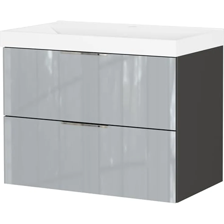 Germania Waschtisch inkl. Becken 9083-587 GW-Vasio, in Graphit/Silbergrau, mit Waschbecken in Dekor weiß, 81 x 65 x 47 cm (BxHxT) – Bild 2