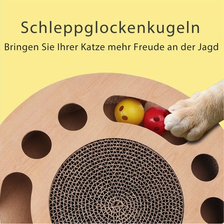nobleza Kratzpappe Katzenspielzeug Interaktives mit 2 Klingelballs – Bild 3