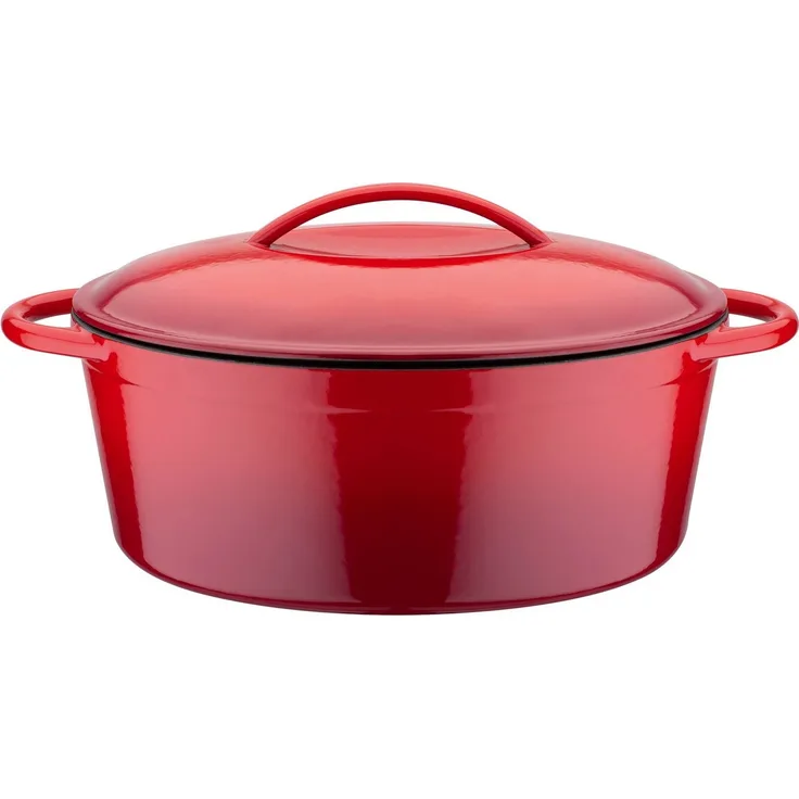 GSW Bräter Red Shadow, Gusseisen, oval,Dunstzapfen im Deckel z.Garen im eigenen Saft, 33x25cm, Induktion