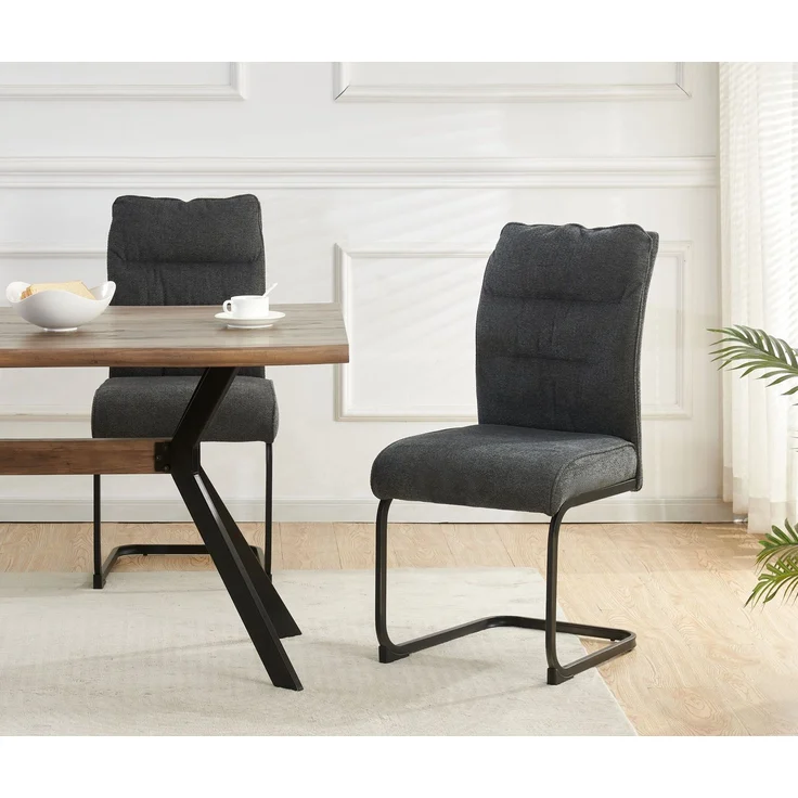 Schwinger-Stuhl 2er Set Rom Stühle in Anthrazit - gemütliches Design - B/H/T: 47x94x61 cm – Bild 10