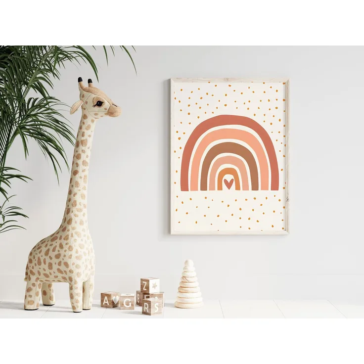 Poster Kinderzimmer Sonnenstrahlen Regenbogen Herzen Blumen · Kinderzimmer Bilder · Wand Deko · Kunst Druck · Deko Print ohne Rahmen - Regenbogen / 40x50 cm