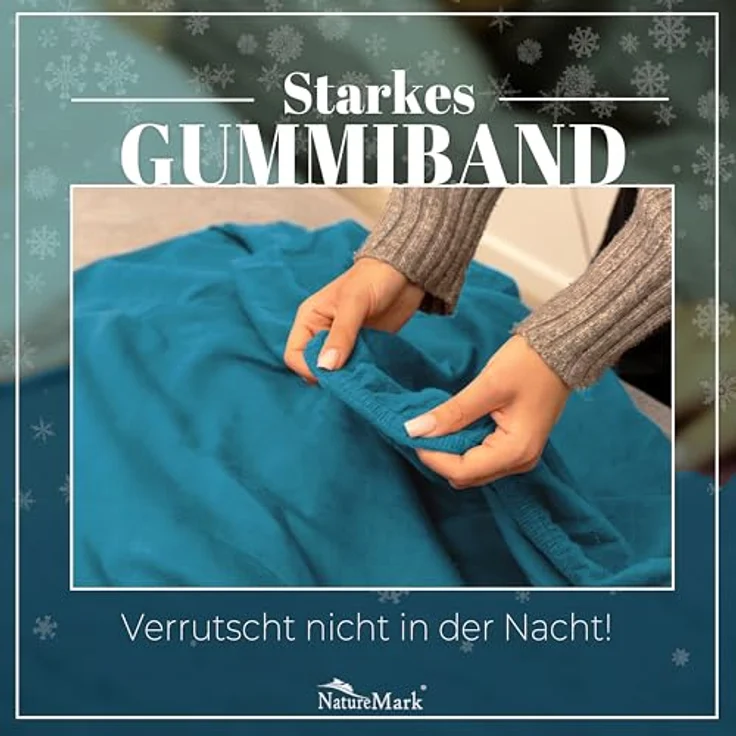 NatureMark Spannbettlaken Winter Thermo Fleece Spannbetttuch, 80% Baumwolle und 20% Polyester, Gummizug: rundum, (1 Stück), 180 x 200 cm bis 200 x 200 cm - Türkis – Bild 6
