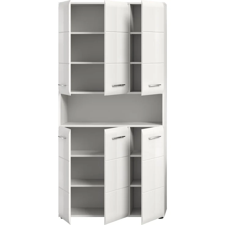 Badstandschrank (B/H/T: 90x185x30 cm) in weiß hochglanz tiefzieh – Bild 3