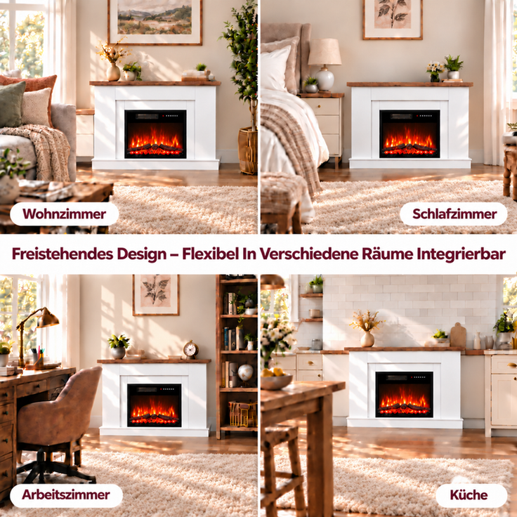 HOMAVO Elektrokamin mit Schrank, 23", 1000/2000W Heizung, 3D-Flammeneffekt , Schrankgröße: 139.5 × 37.5 × 21 cm, wahlweise mit Weihnachtsbaum – Bild 8
