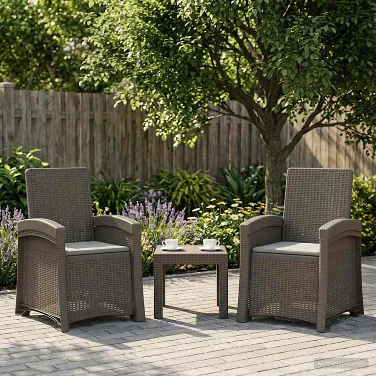 vidaXL Liegesessel Garten Rattan-Optik 2 Stk. Hellgrau PP 8012031 – Bild 1