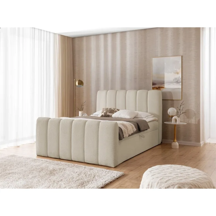 Boxspringbett Schlafzimmerbett DENIS 120x200cm Stoff Catch Me Sand