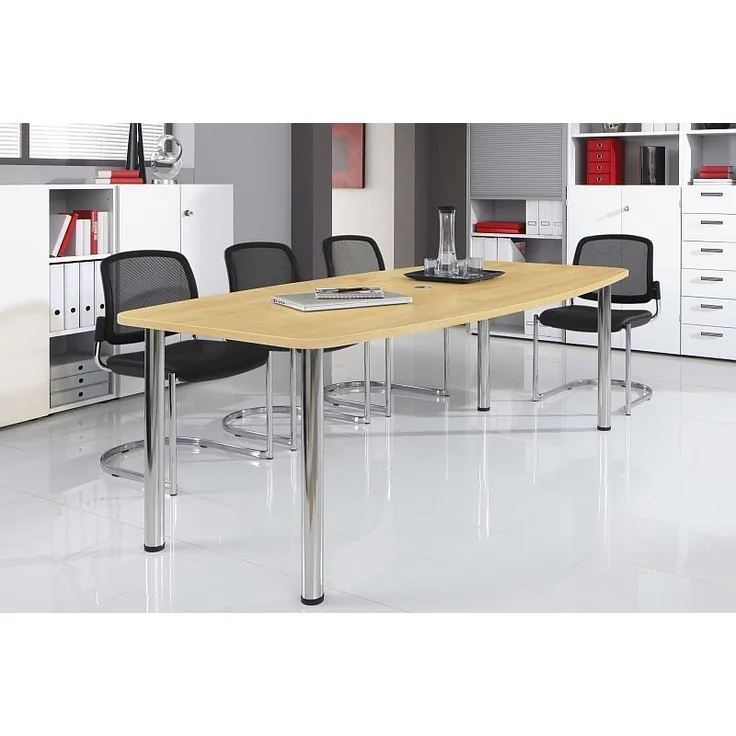 Konferenztisch KT22C 220x105cm Eiche 4-Fuß Gestellfarbe: Chrom