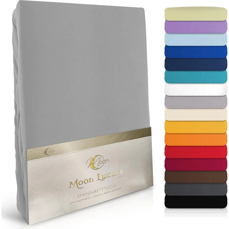 MOON Heimtextilien Spannbettlaken MOON-Luxury Spannbettlaken Jersey Stretch 230g/m², 97% Mako-Baumwolle 3% Elastan