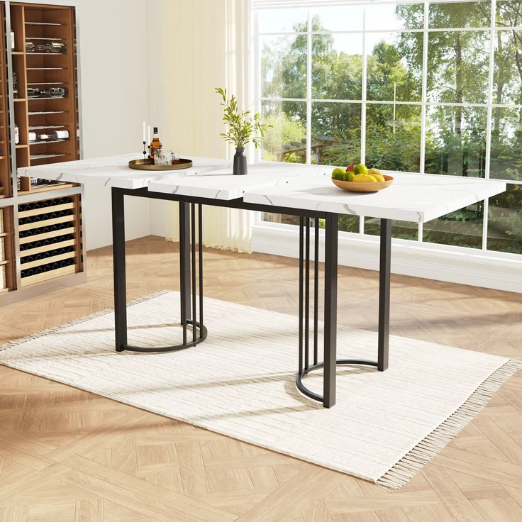Ausziehbarer Esstisch 140–179,5 cm mit MDF-Tischplatte, stabiler Metallrahmen, erweiterbarer Tisch für 6–8 Personen, Multifunktionstisch – Bild 2