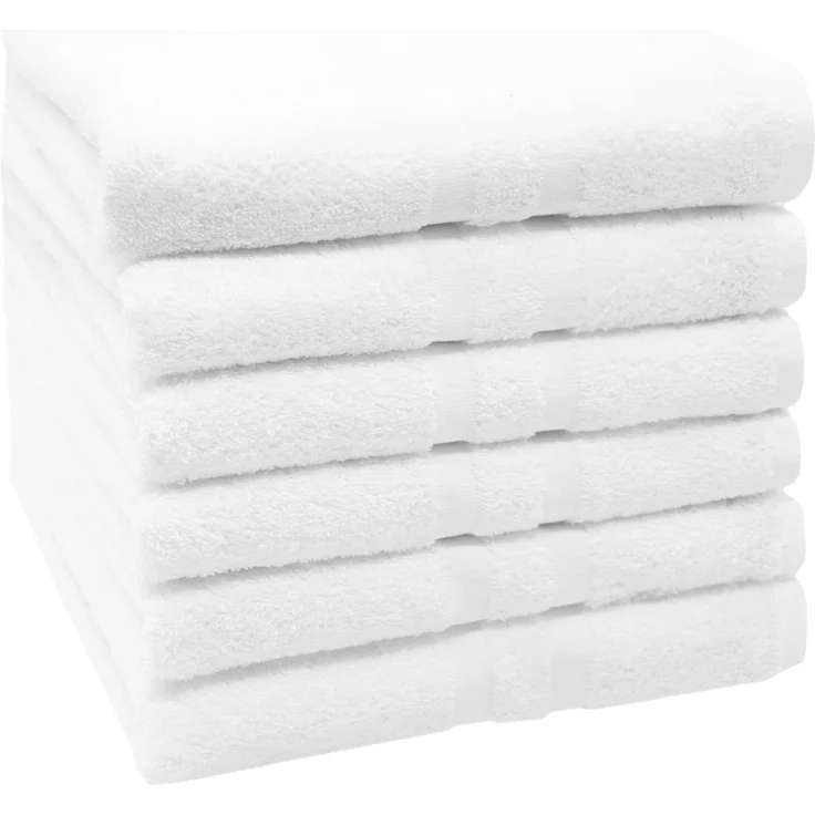 ZOLLNER 6er Set Handtücher, 50x100 cm, 100% Baumwolle, weiß – Bild 1