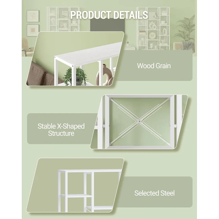 Bücherregal, Standregal mit 6 Ebenen 15 Ablagen, Verstellbare offene Ablagen, für Wohnzimmer, Büro, Schlafzimmer, 30 x 100 x 170cm, Weiß – Bild 6