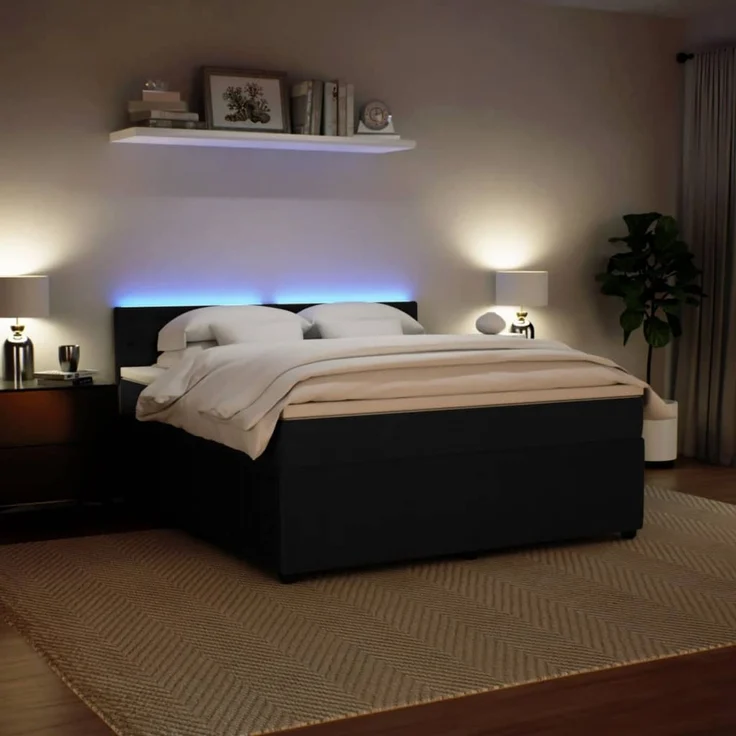 vidaXL Boxspringbett mit Matratze Schwarz 180x200 cm Samt 3290120 – Bild 5