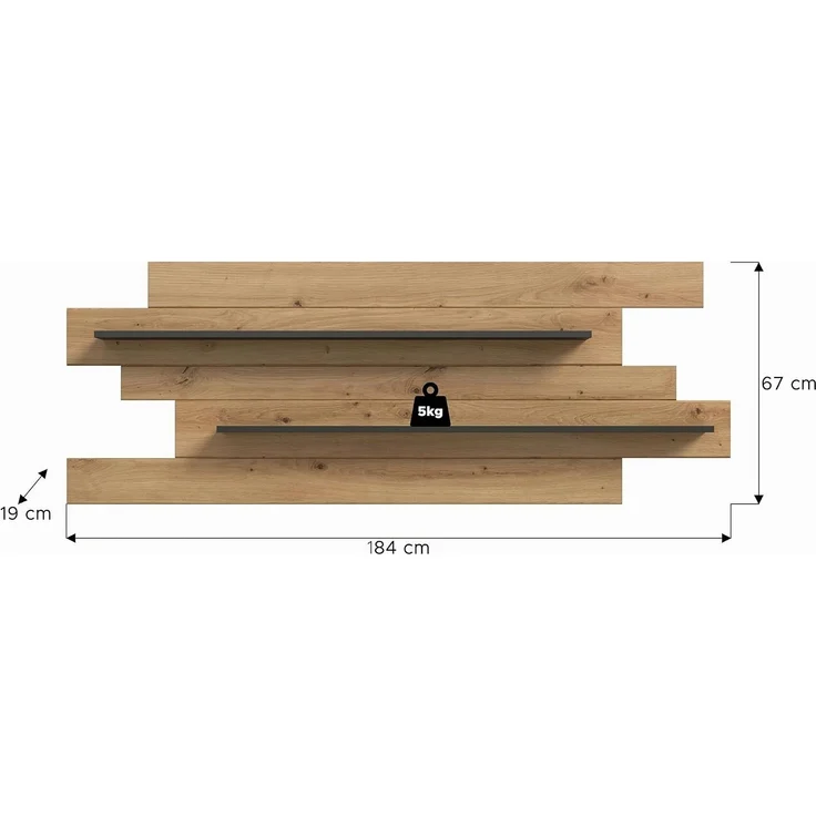 Wandboard (B/H/T: 67x184x19 cm) in Artisan Nachbildung – Bild 3