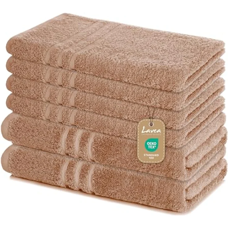 Lavea Handtuch Set Elena, Duschtücher, Handtücher, Gästetücher, Waschhandschuhe, 100% Baumwolle (Set, 6-St), Frottierserie, weich & saugstark, pflegeleicht, 500 g/m² Frottier – Bild 2
