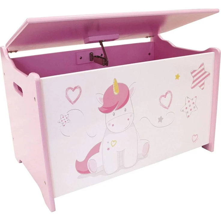Fun House 713050 Einhorn Spielzeugkiste für Kinder, ab 3 Jahren, weiß, rosa – Bild 1