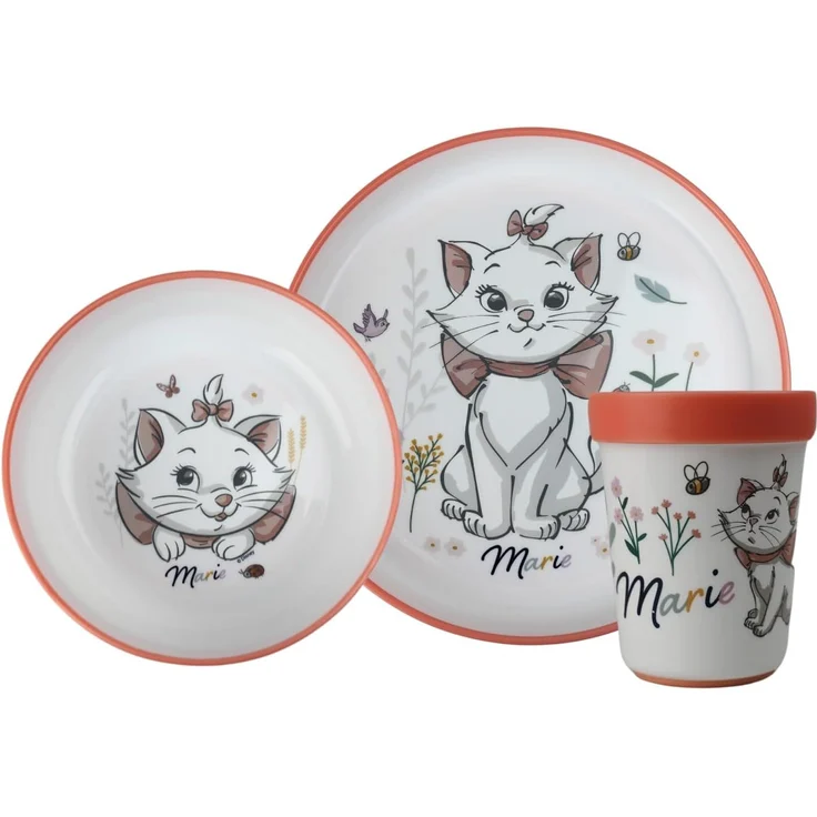 Disney Baby Aristocats Marie, 3-teiliges Set mit Bechern, großer Teller, rutschfest, leicht, praktisch, ab 10 Monaten, Weiß – Bild 1