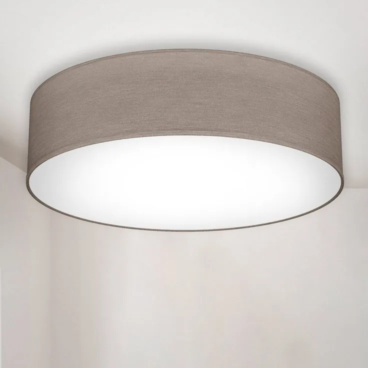 B.K.Licht Deckenleuchte Stoff-Deckenlampe Ø38cm 2-fammig E27 Wohnzimmer LED Halogen, ohne Leuchtmittel, Stoffdeckenleuchte taupe mit Textilschirm Schafzimmer Küche - BKL1221