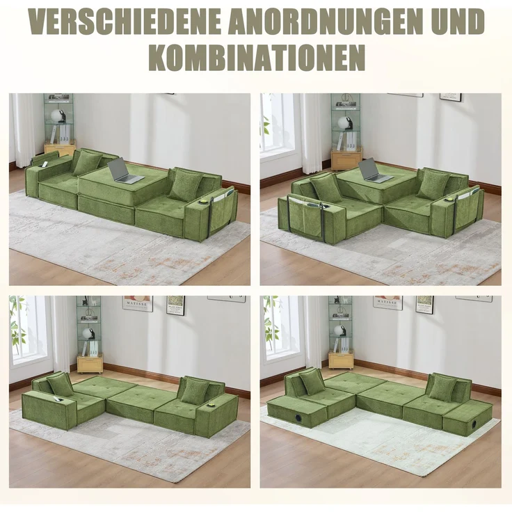 ZUBALIYA Schlafsofa 78x66 cm, mit Stauraum, mit Chenille - Bezug, mit breiten Armlehnen, modular aufgebaut, mit Schaumstoffpolsterung – Bild 6