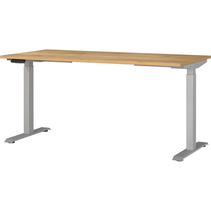 Germania Schreibtisch 7908-641, in Navarra-Eiche-Nb./Silber, EL. höhenverstellb, 160 x 120 x 80 cm (BxHxT) – Bild 1