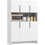 HOMCOM Küchenbuffet Küchenschrank mit Arbeitsplatte 4 Schränken geräuschlosen Scharnieren (Küchenschrank, Hochschrank) Mikrowellenschrank mit Modernem Design, Weiß