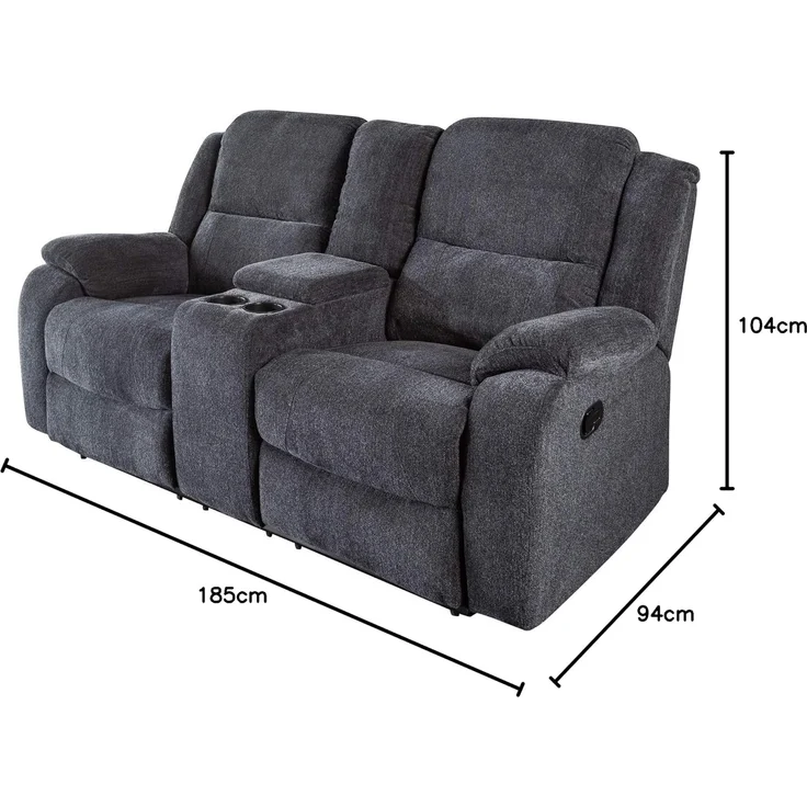 riess-ambiente Sessel HOLLYWOOD dunkelgrau - Kinosessel, Fernsehsessel, verstellbar, Wohnzimmer · Getränkehalter · Strukturstoff · Federkern · Modern – Bild 3