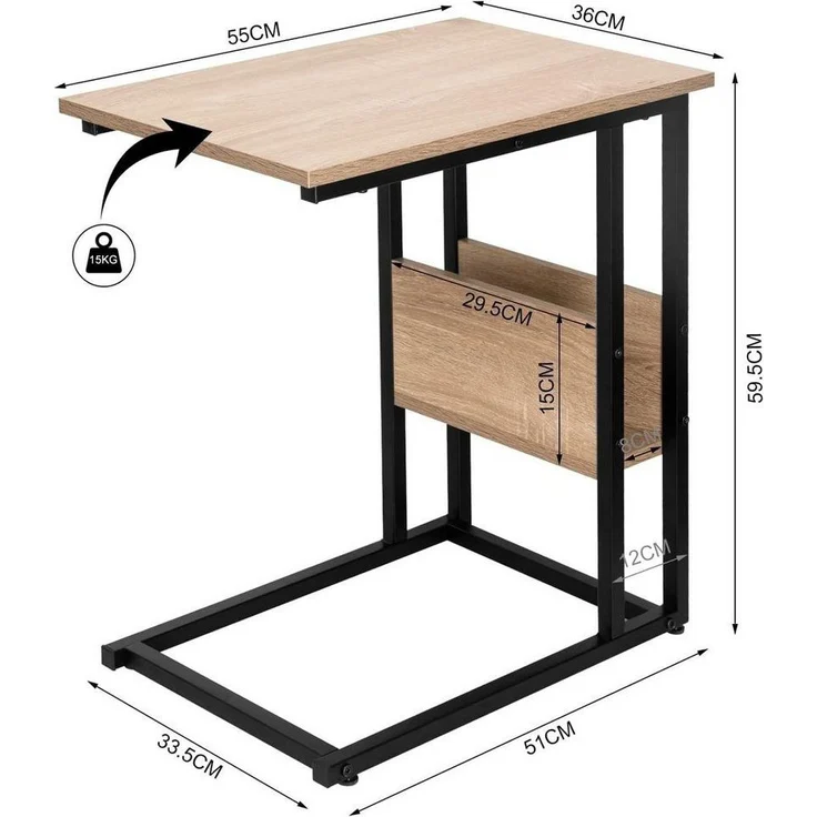 Woltu Beistelltisch (1-St), Kaffeetisch Couchtisch Sofatisch aus Metall MDF – Bild 2