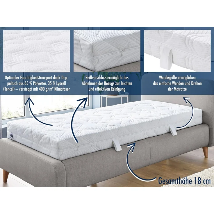 Badenia Bettcomfort Irisette Lotus 7-Zonen Tonnentaschenfederkernmatratze, Härtegrad 3, 80x200 cm – Bild 4