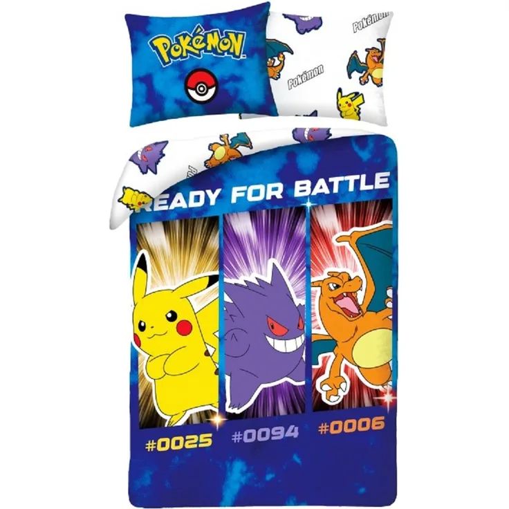 Pokémon Bettwäsche Set aus Baumwolle Bettdeckenbezug 140 × 200 cm mit 70 × 90 cm Kissenbezug