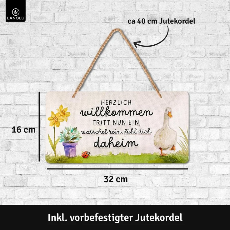 LANOLU Blechschild Herzlich Willkommen - 16x32cm – Metall – Mehrfarbig – 16112 – Bild 4