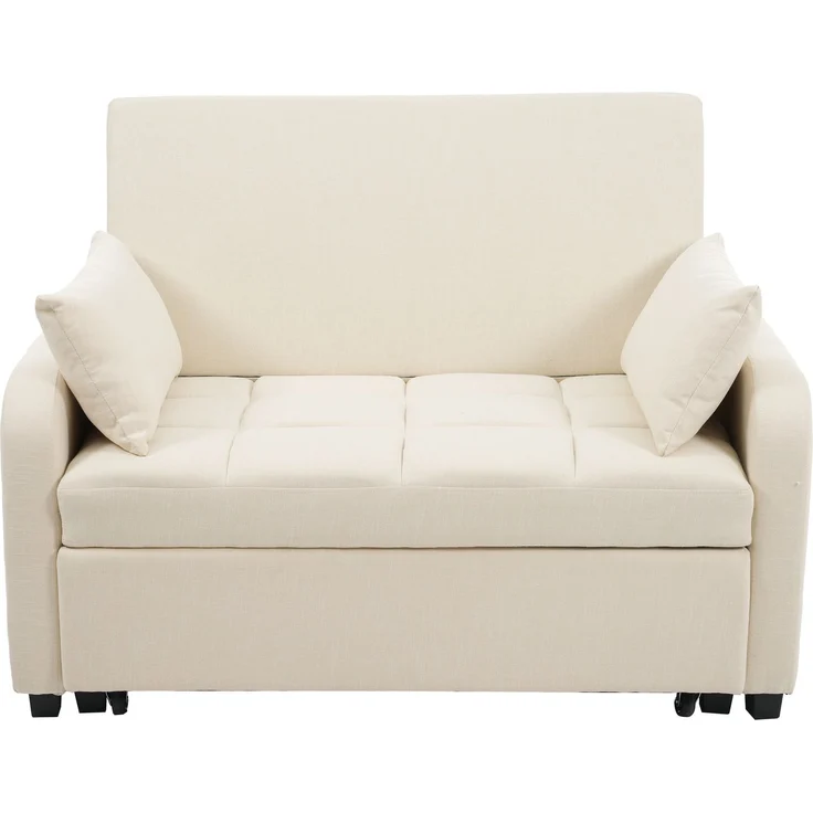 Klappsofa Schlafsofa ausziehbar Baumwoll-Leinen verstellbare Rückenlehne Gästebett Multifunktion Sofa-Bett,Beige – Bild 10