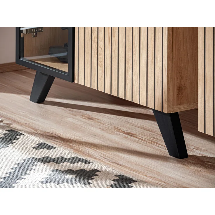Wohnwand Liam in Hickory Jackson mit Streifen Aufdruck 350 x 192 x 45 cm 4-teilig