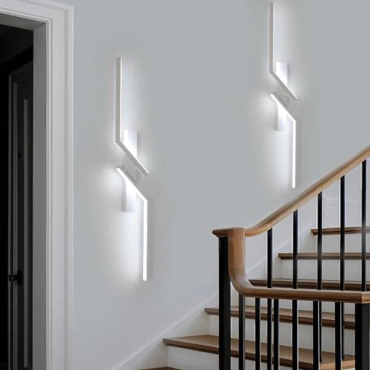 Goeco LED Wandlampe Innen, 81 CM 24 W Moderne Lang Wandleuchte 2 Fimmige 6500K Kaltweißes Licht, Weiß Flurlampe Wand Belechtung für Flur Treppenhaus Wohnzimmer Schlafzimmer – Bild 8